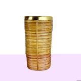 Mid-century rattan and brass bauhaus waste paper bin, france, 1960s
