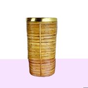 Mid-century rattan and brass bauhaus waste paper bin, france, 1960s