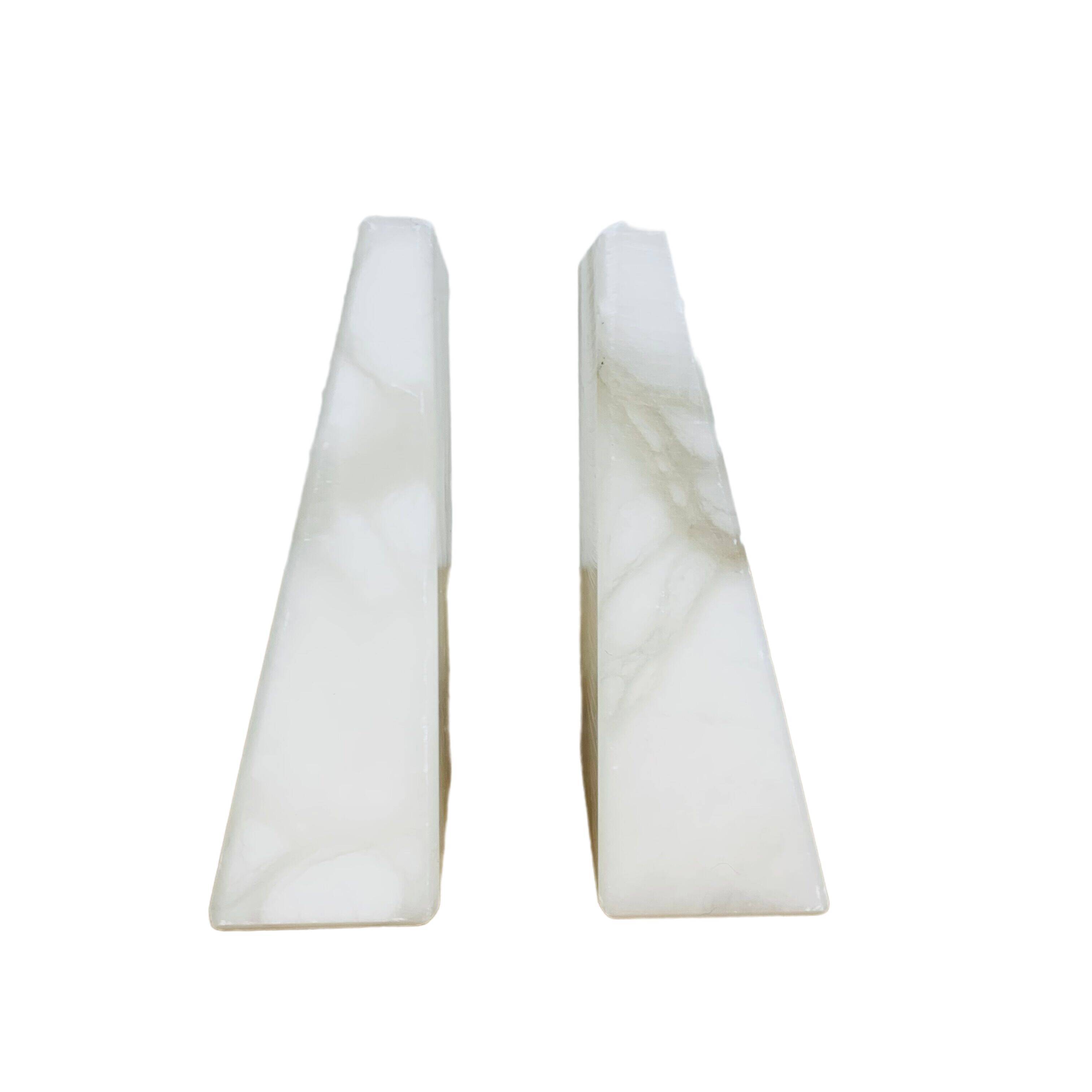 Pair of book greenhouses in alabaster white marble