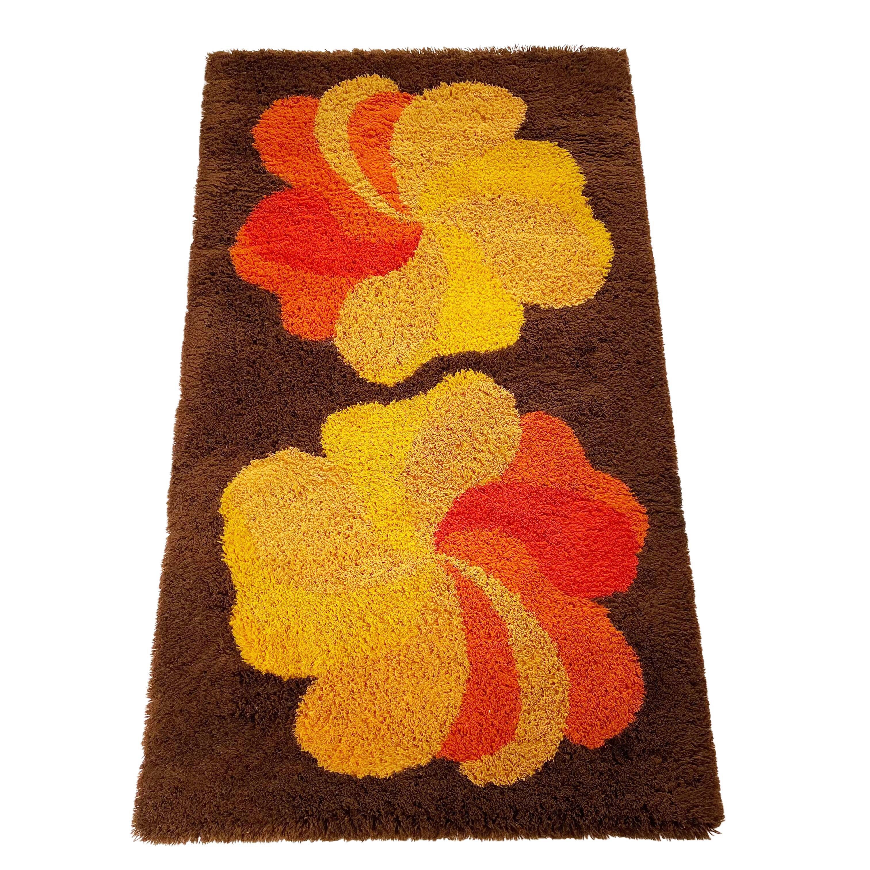 Multi-color vintage 1970s modernist high pile panton style rug, germany, 1970s