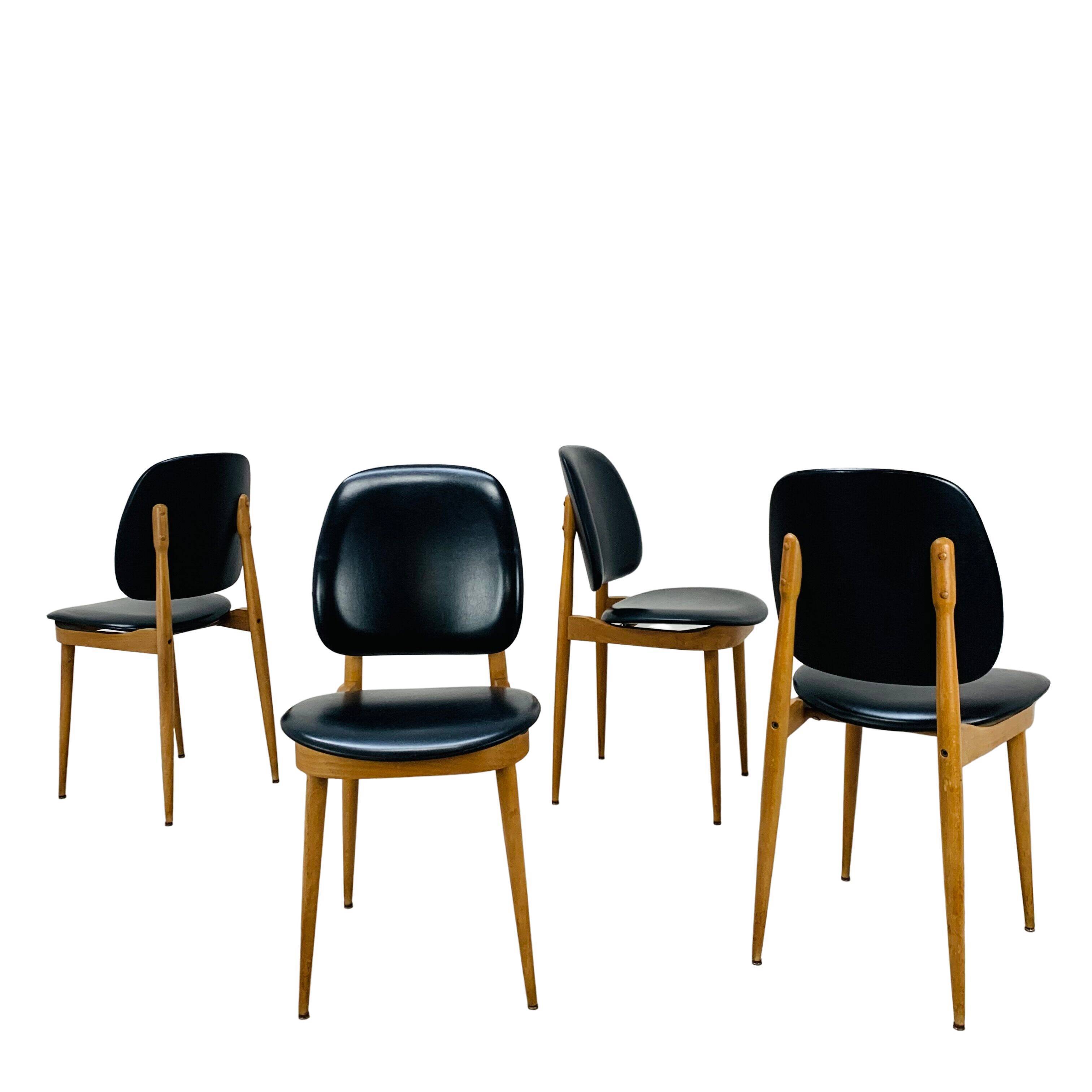 4 Baumann Pegasus chairs, black, 60s