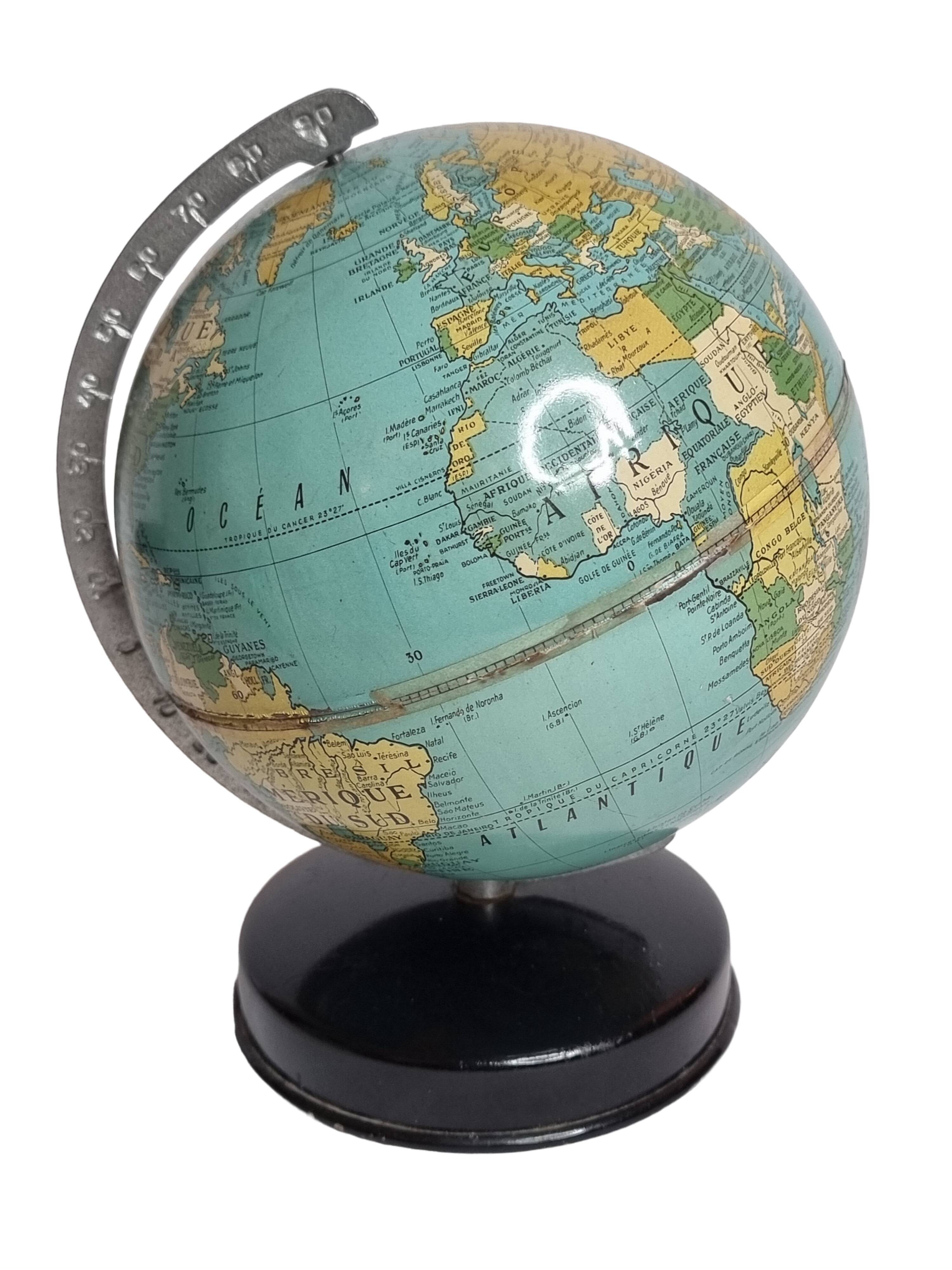 Globe earth "Taride" of the 50s-60s in metal on base, 17 cm