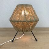 Tripod lamp rope and metal 50's