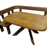 Set table, benches and chairs Pierre Chapo in solid elm