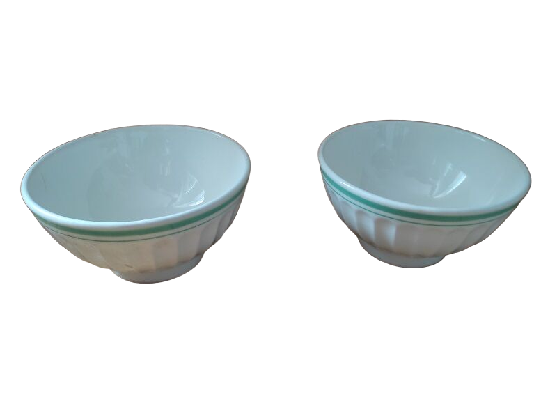 Porcelain bowls italy bordered green