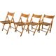 Set of 4 folding chairs, vintage design, wooden structure and canned seat. Around 1970