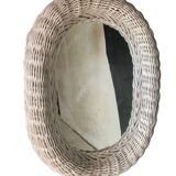 White wicker rattan mirror