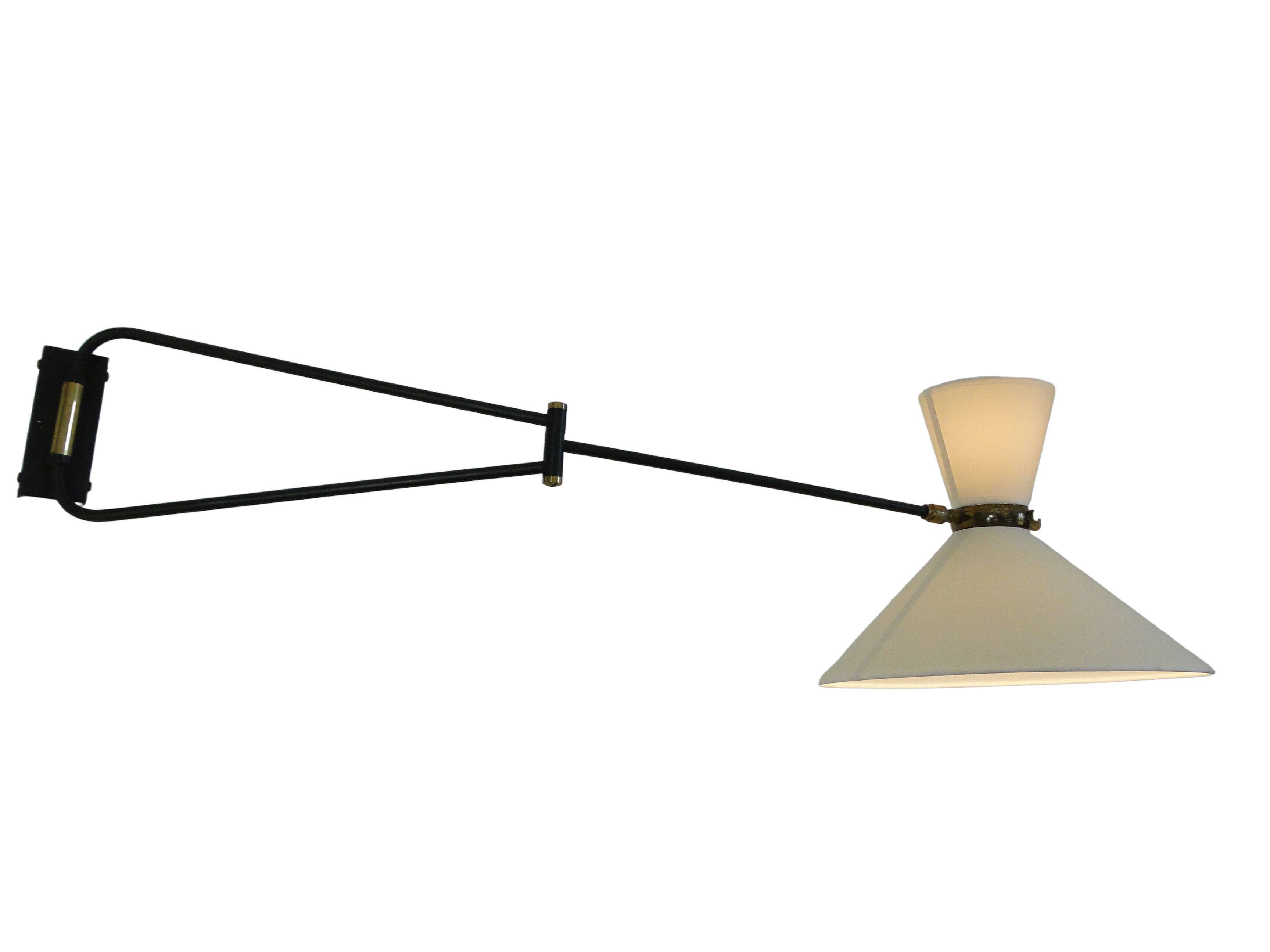 Vintage diabolo wall lamp by René Mathieu for Lunel France 1950s