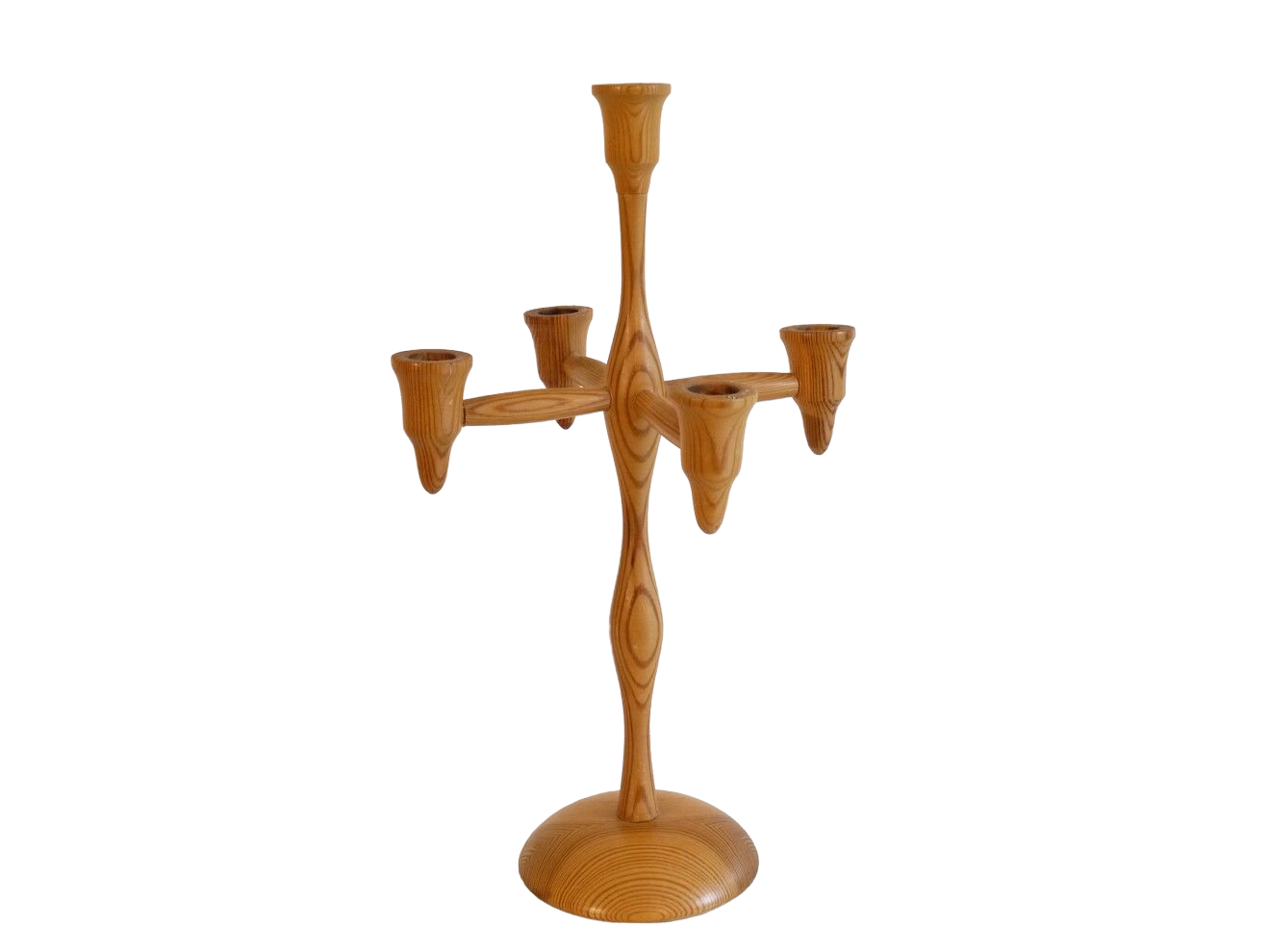 Vintage Scandinavian wooden chandelier 1970