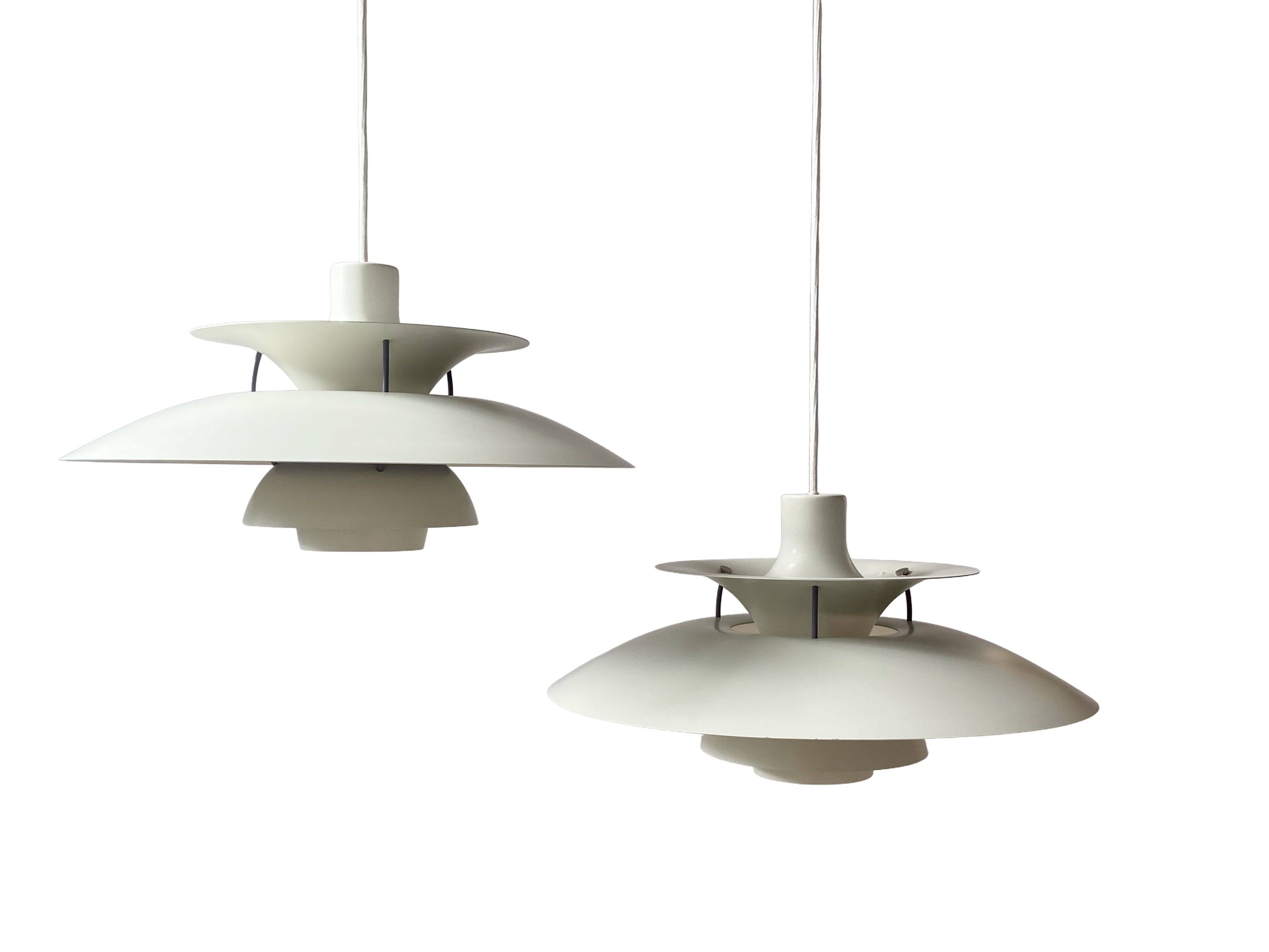 Pair Louis Poulsen PH5 pendant lamps by Poul Henningsen Denmark