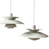 Pair Louis Poulsen PH5 pendant lamps by Poul Henningsen Denmark
