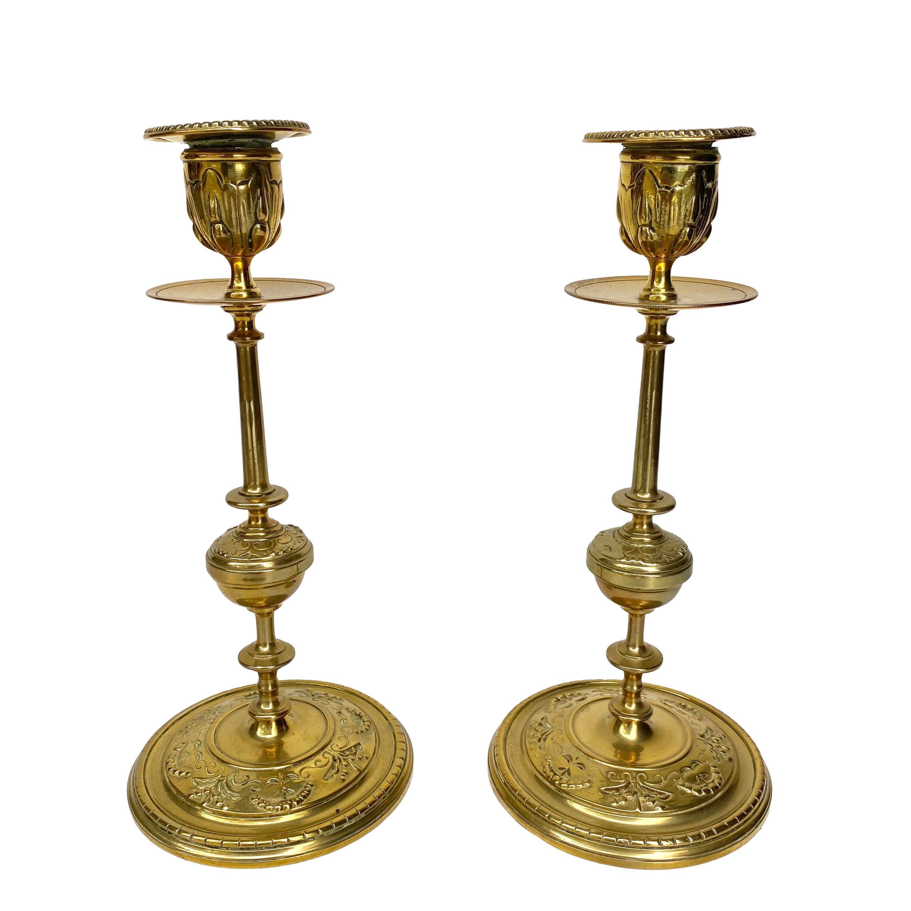 Golden brass candle holders