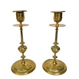 Golden brass candle holders