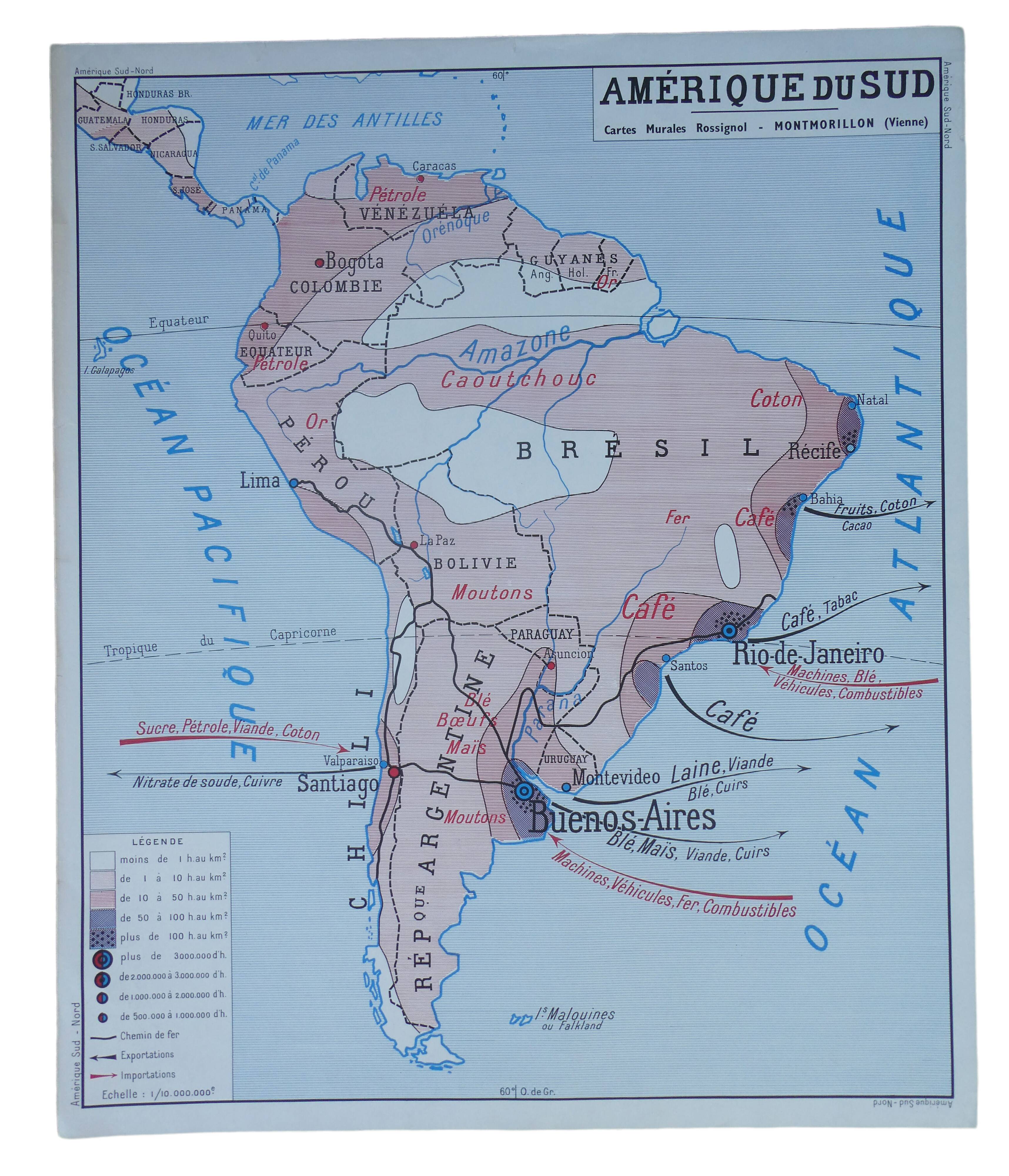 Rossignol School Map Poster: North America United States / South America.