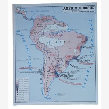 Affiche-carte Scolaire Rossignol : Amérique Du Nord États-Unis / Amérique du sud.