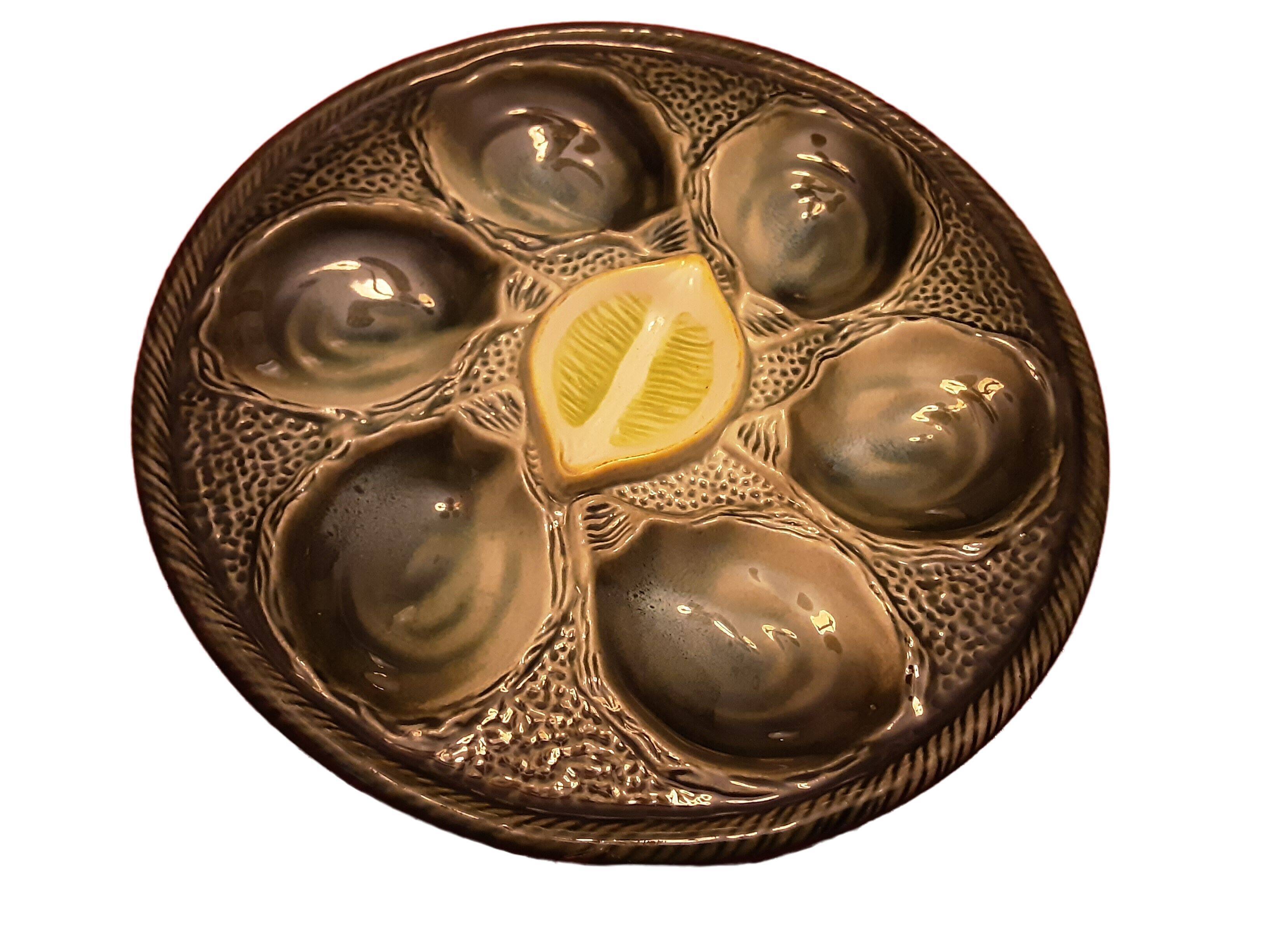 Assiette barbotine faience saint clement  coquillages