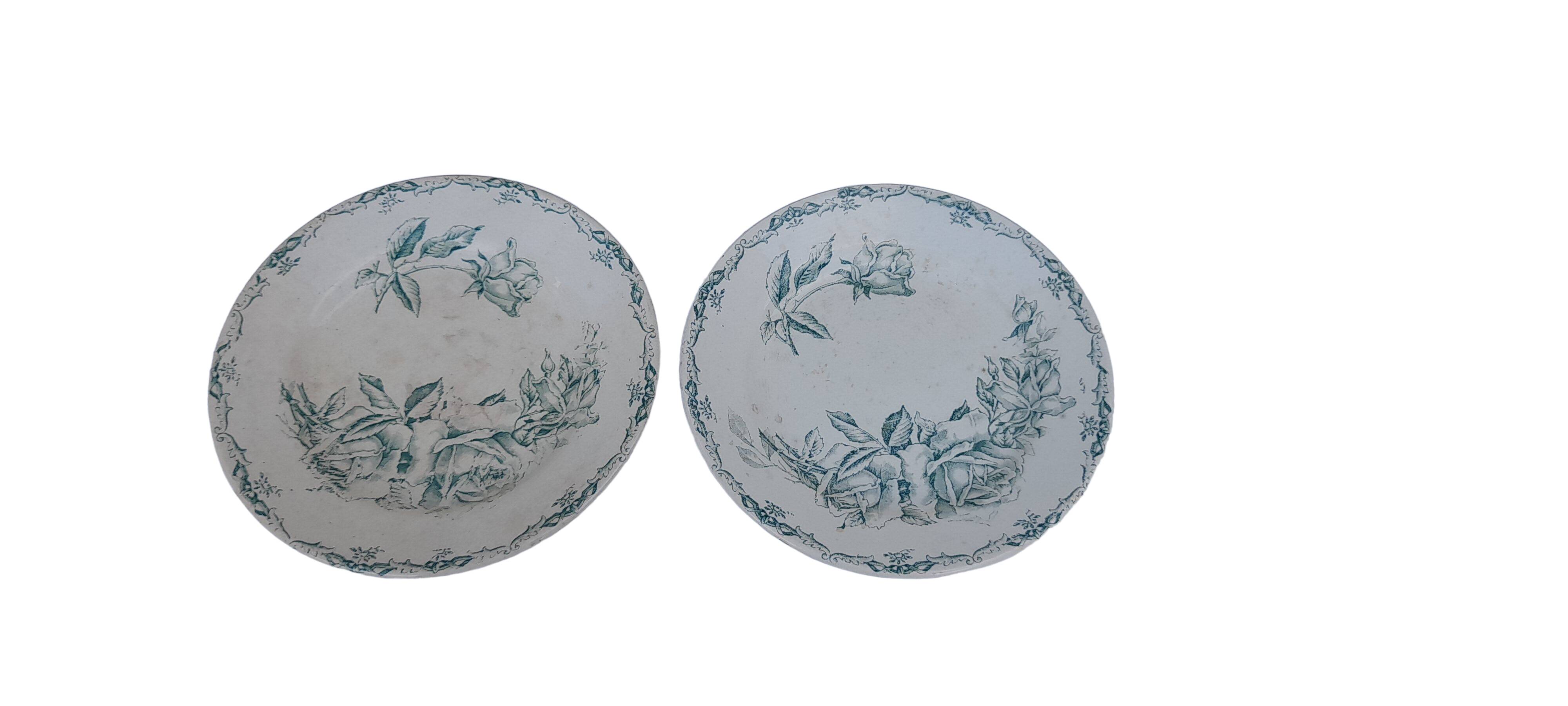 2 dessert plates in earthenware Moulin des loups model Aurora diam 19 cm