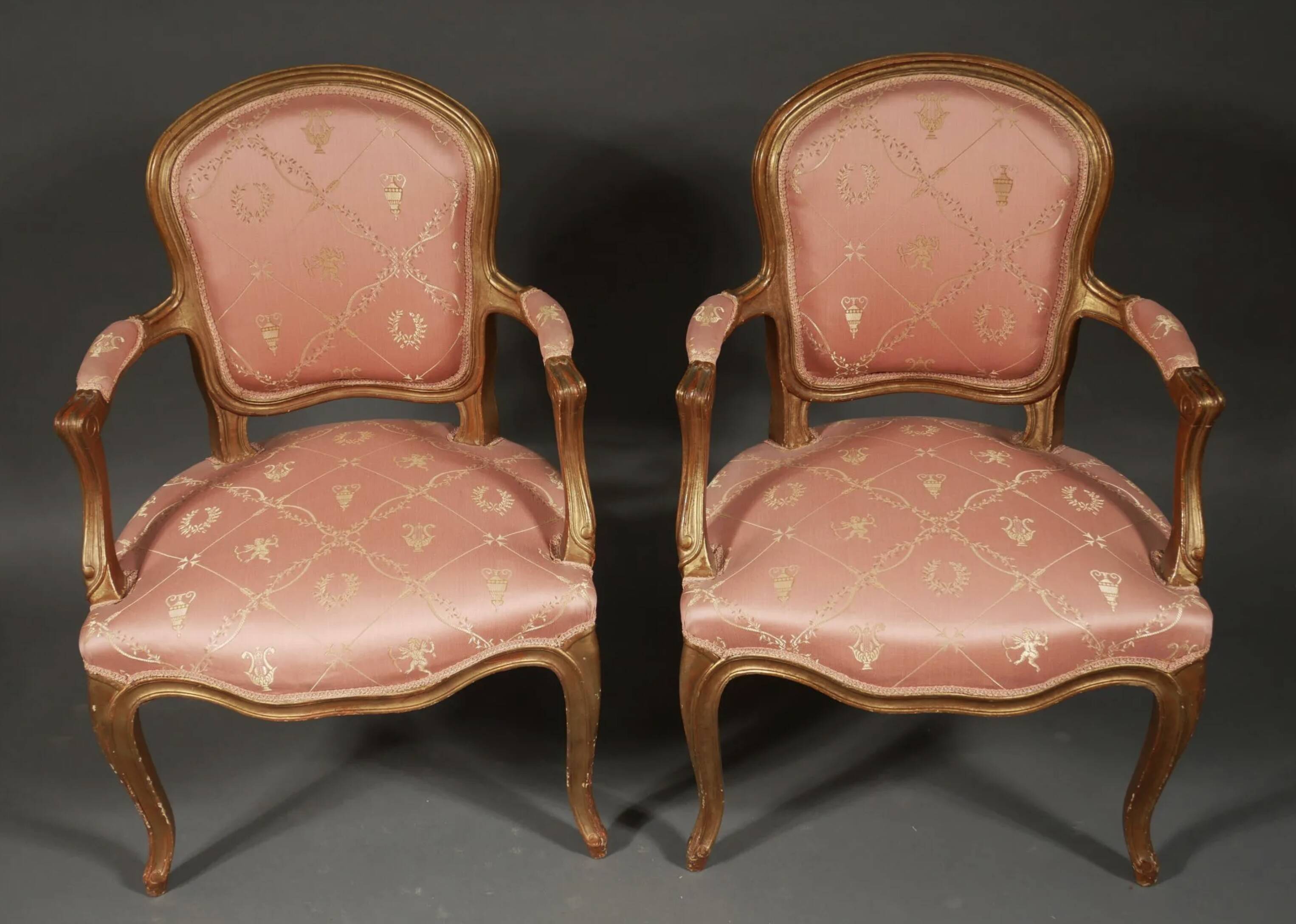 Pair of Louis XV style convertible armchairs