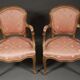 Pair of Louis XV style convertible armchairs
