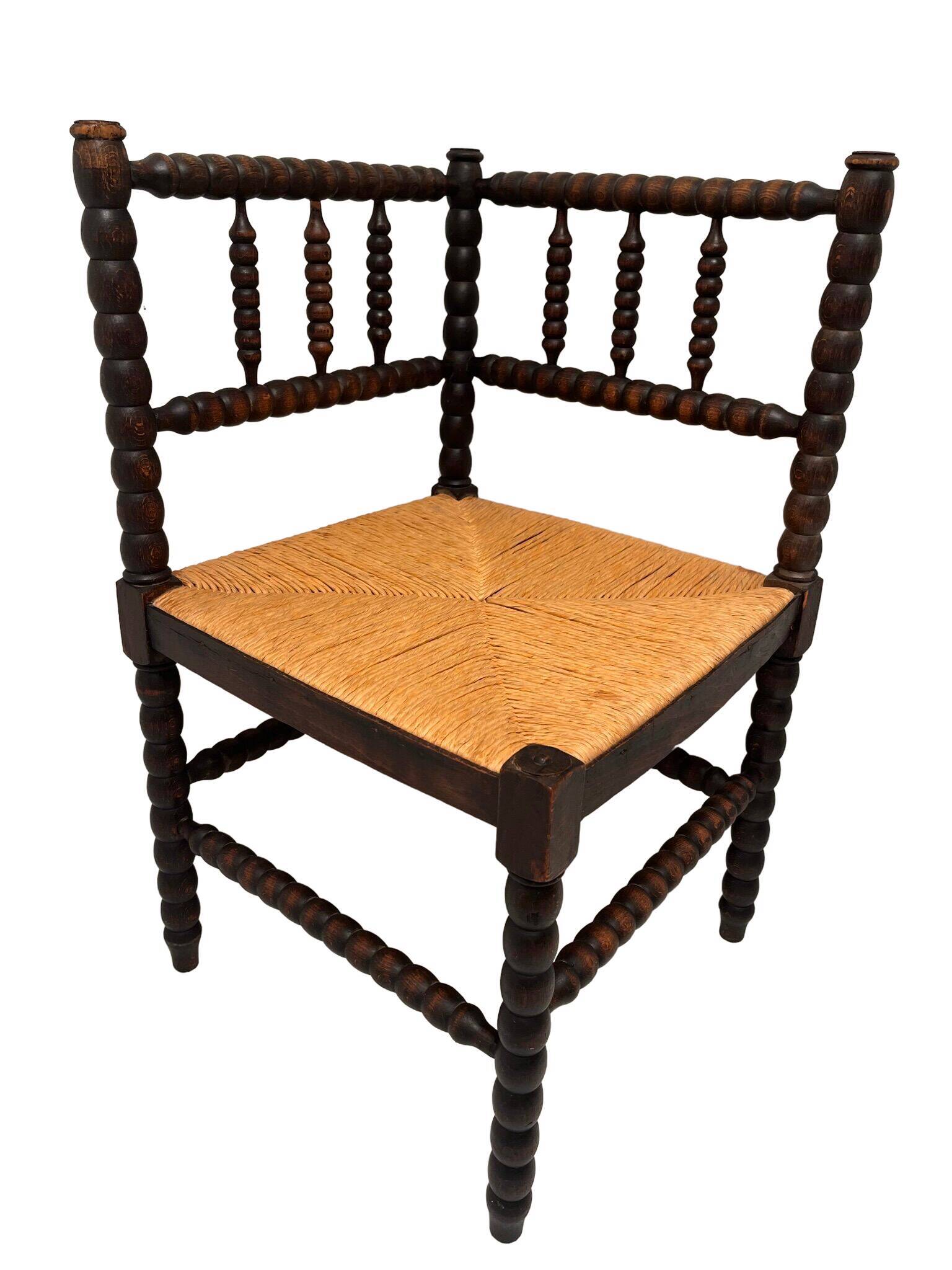 Corner chair wood turned vintage years 50-60