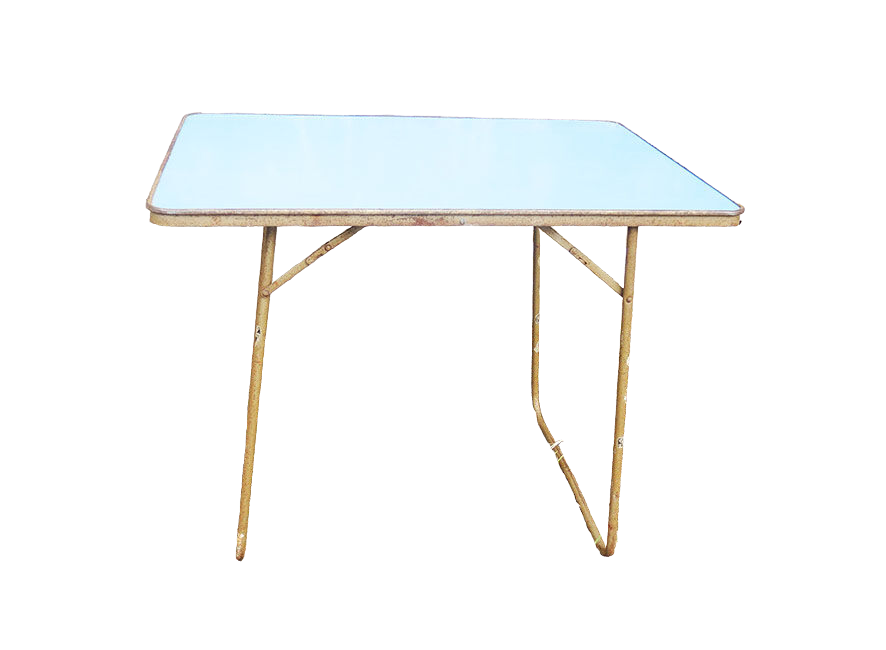 Old Foldable Camping Table Turquoise Blue