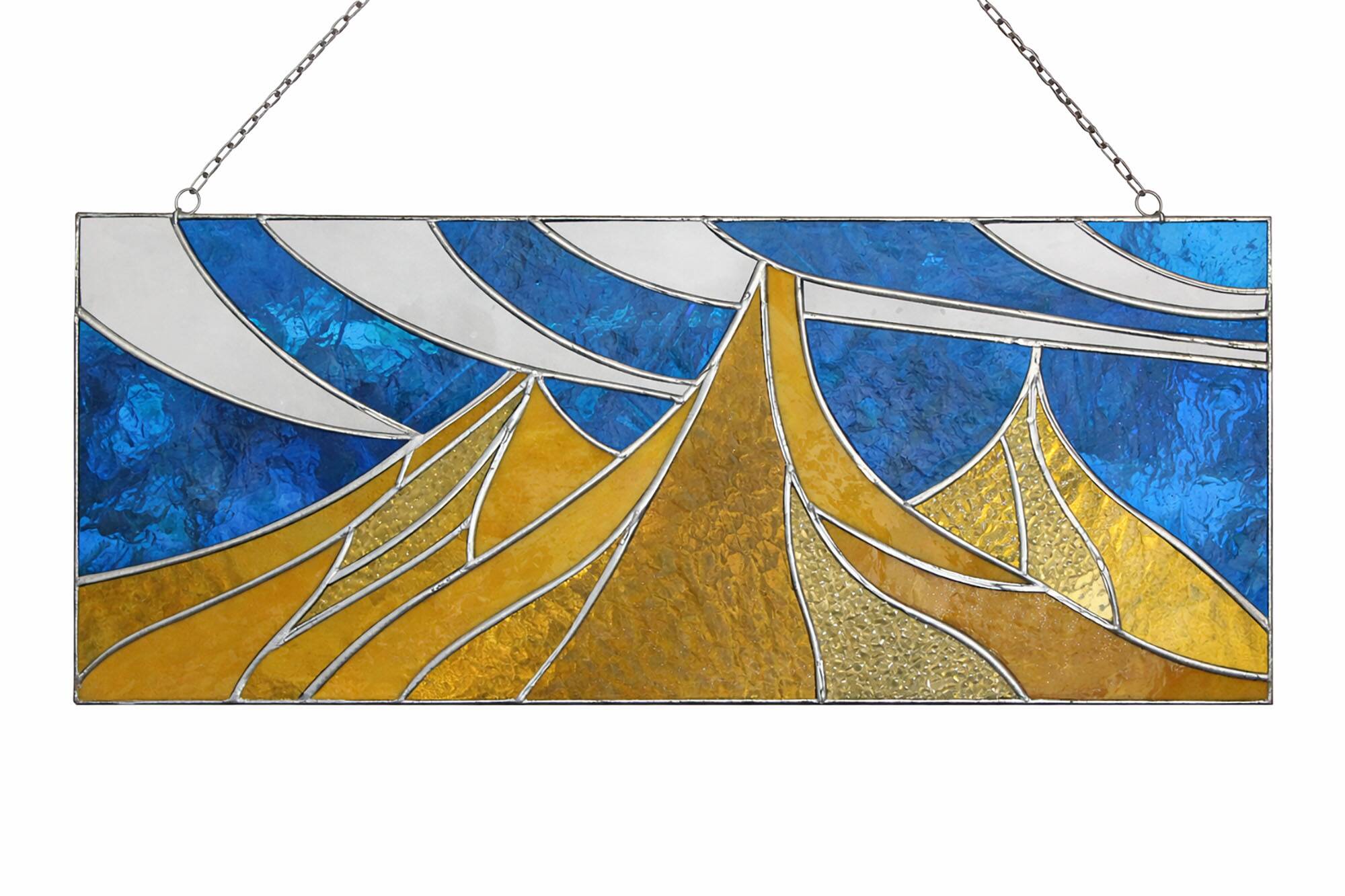Vitrail paysage – Style Tiffany fait main, panneau décoratif
