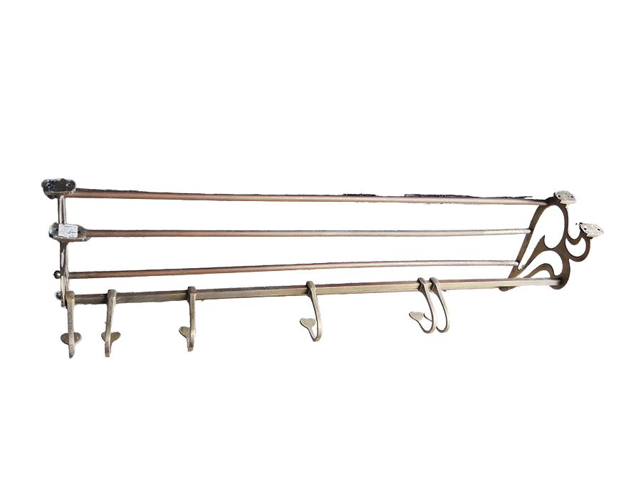 Old brass wall coat rack