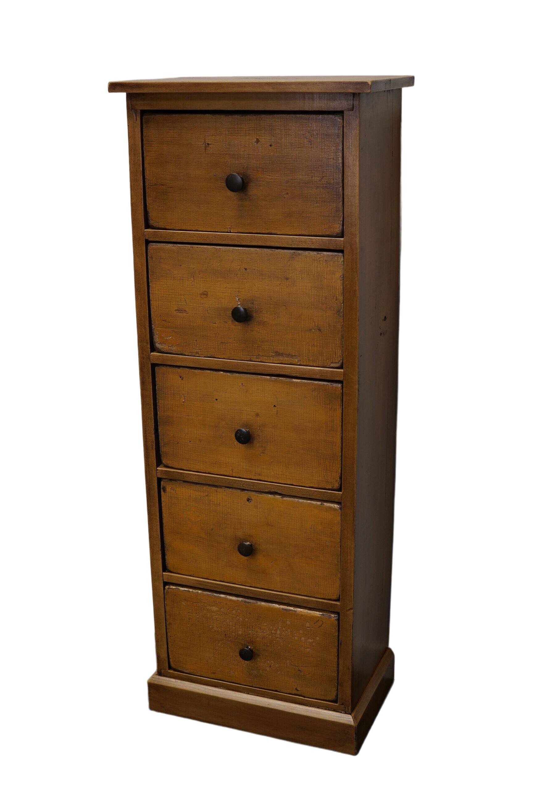 Antique dutch ochre drawer cabinet, early 20th century