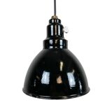 Industrial black enamel pendant lamp, 1950s