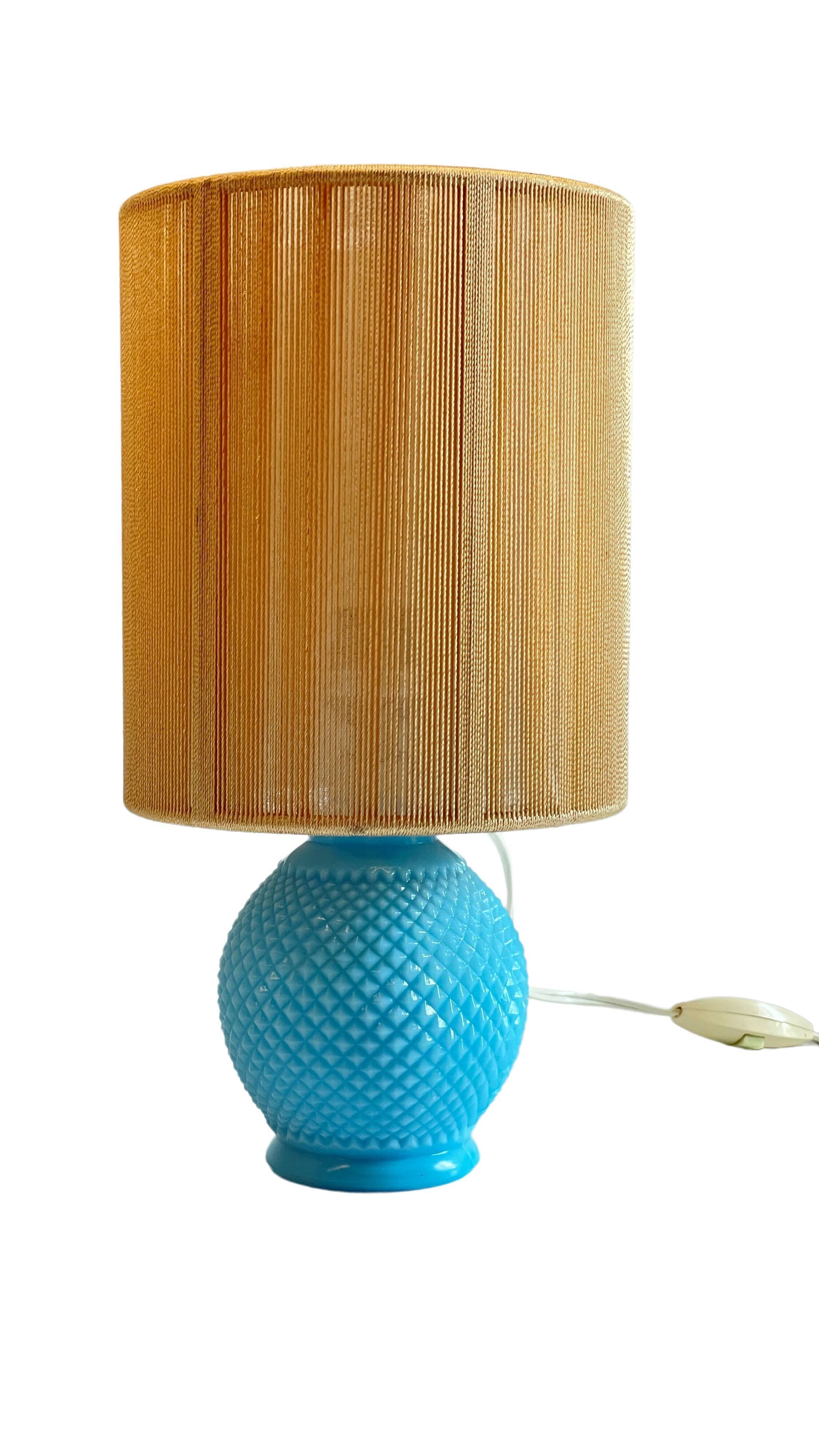 Vintage lamp in opaline blue and golden sons