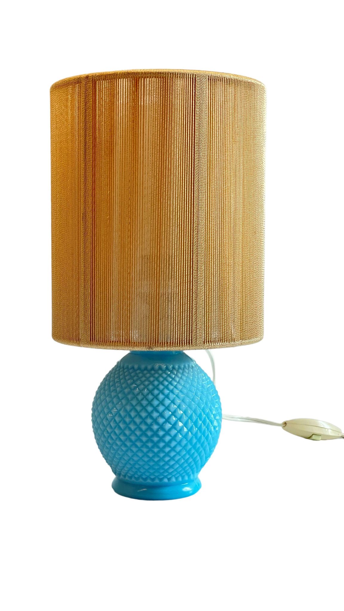 Vintage lamp in opaline blue and golden sons