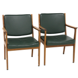Set de 2 fauteuils en cuir, Karl Erik Ekselius, Suède, 1960