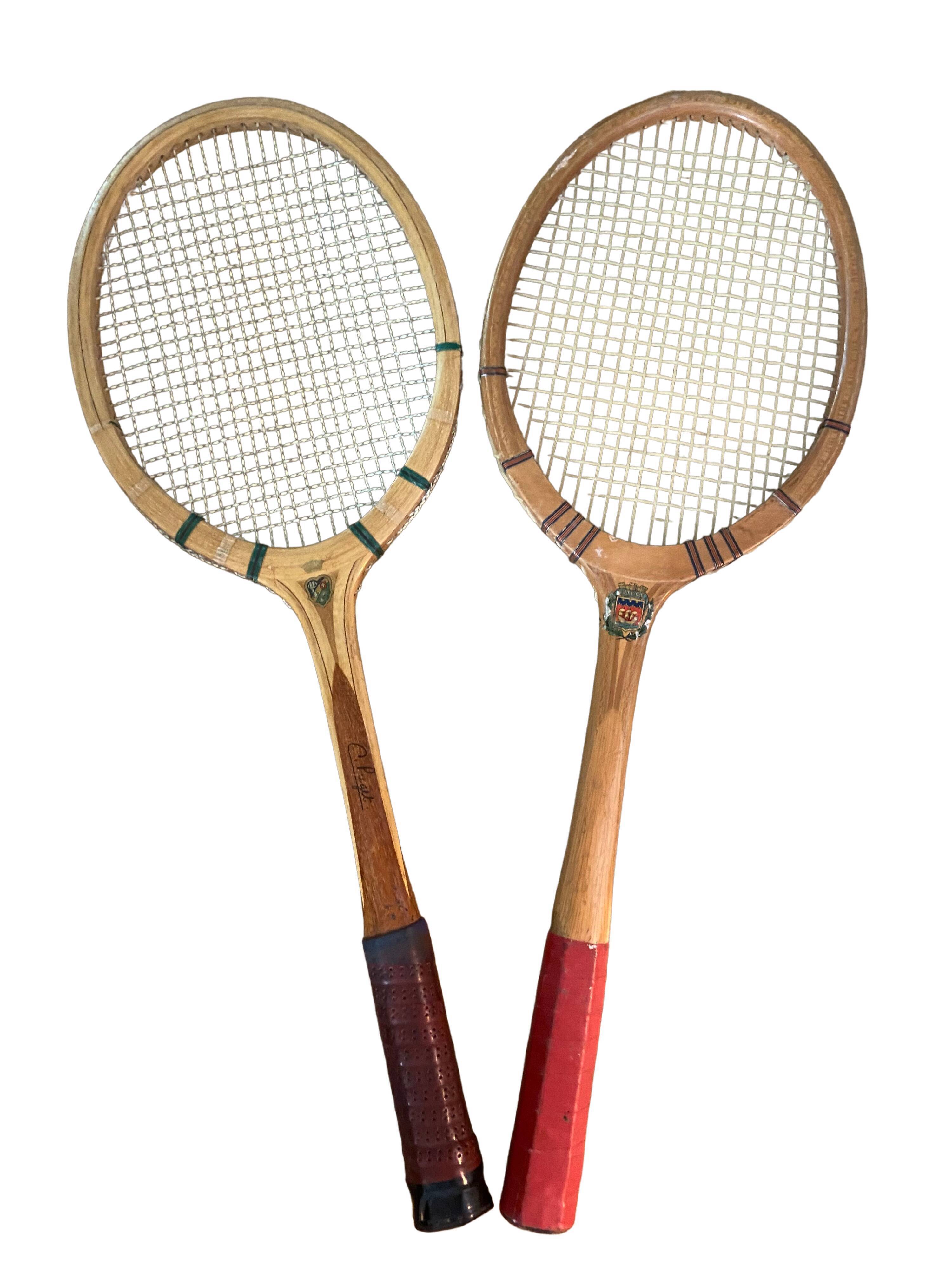 Paire de raquettes de tennis en bois années 50