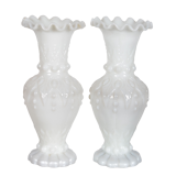 Baroque vases in white opaline