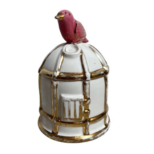 Bonbonnière cage oiseau céramique