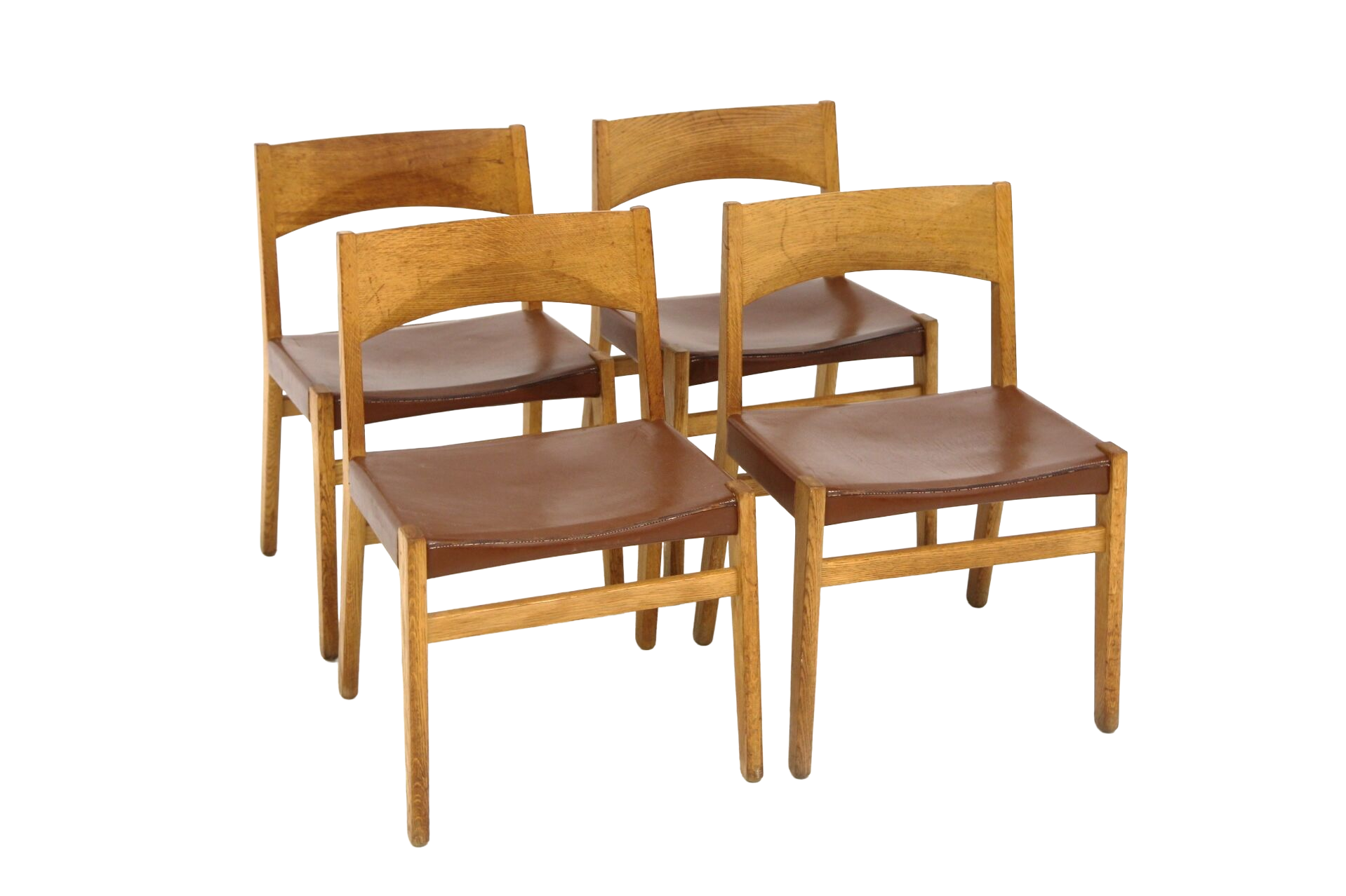 Set de 4 chaises en cuir, John Vedel-Rieper, Erhard Rasmussen, Danemark, 1960