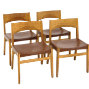 Set of 4 leather chairs, John Vedel-Rieper, Erhard Rasmussen, Denmark, 1960