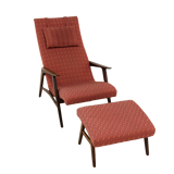 Scandinavian teak armchair & footrest, Sweden, 1960