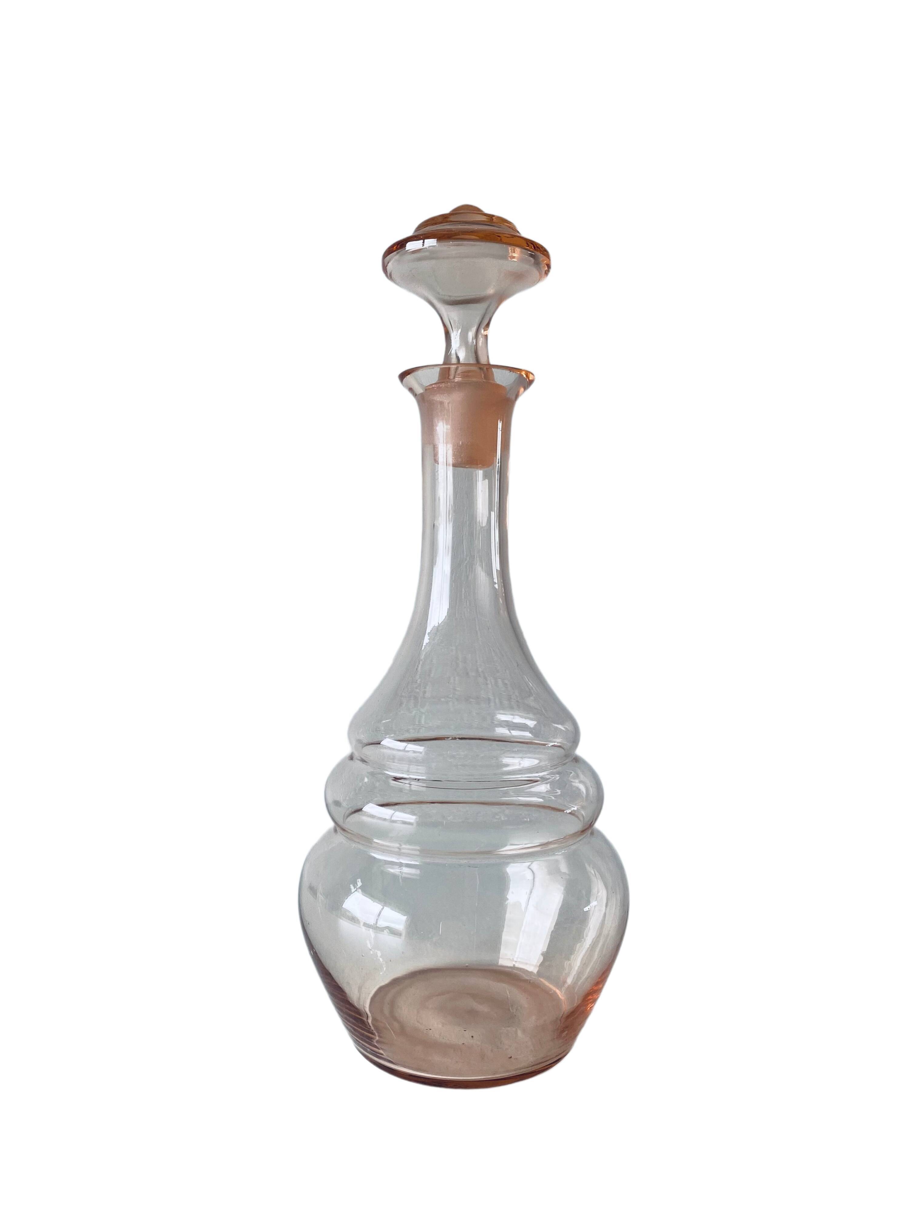 Pink glass decanter