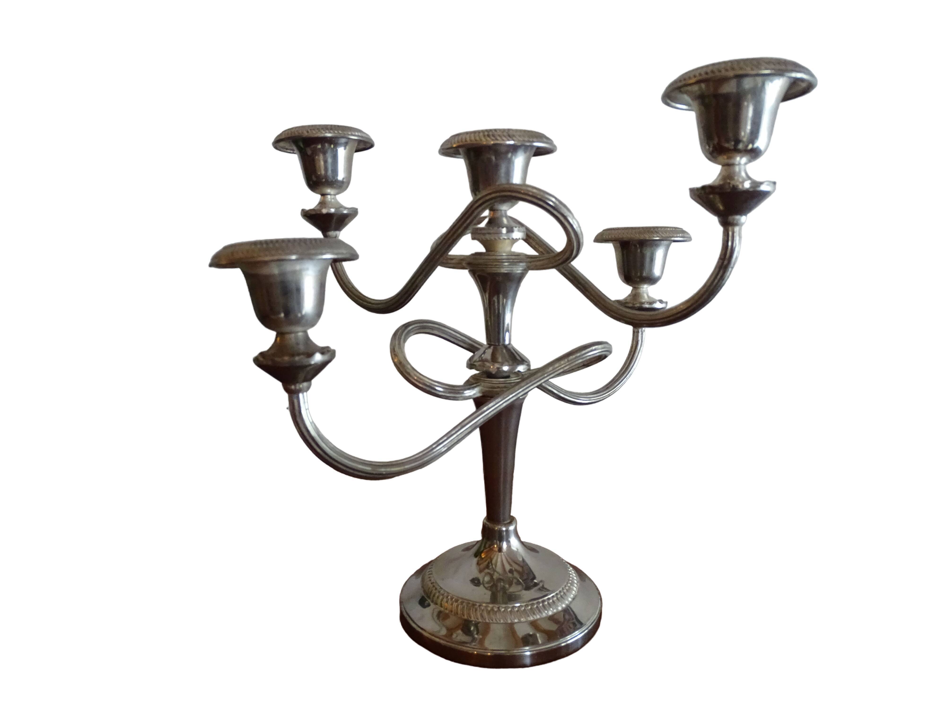 Chandelier 5 burners vintage silver metal