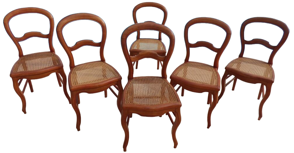 6 louis Philippe style chairs in solid wood merisier