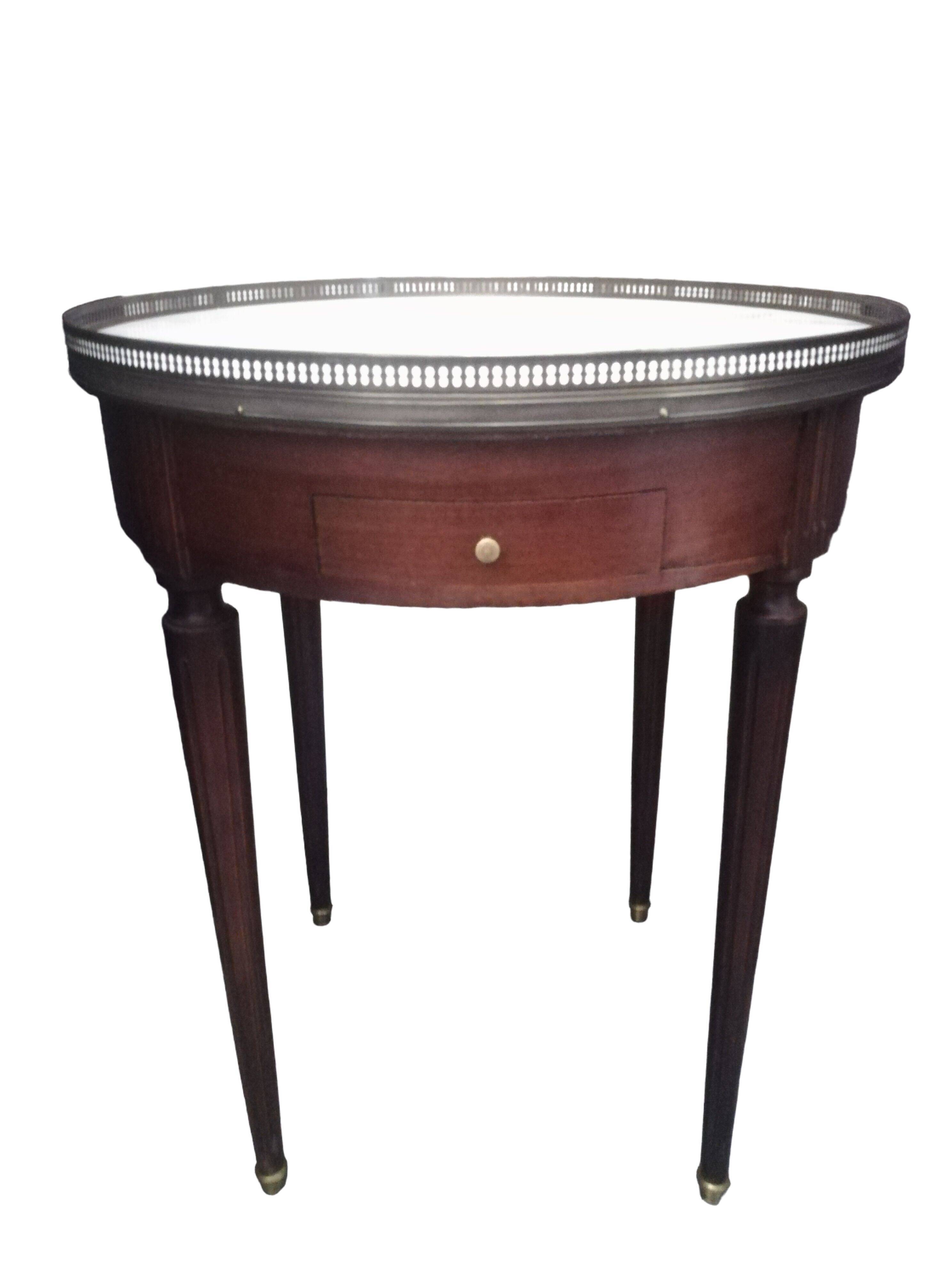 Louis XVI style hot water bottle table in mahogany and marble