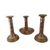 Set of 3 old candle holders with pushers
