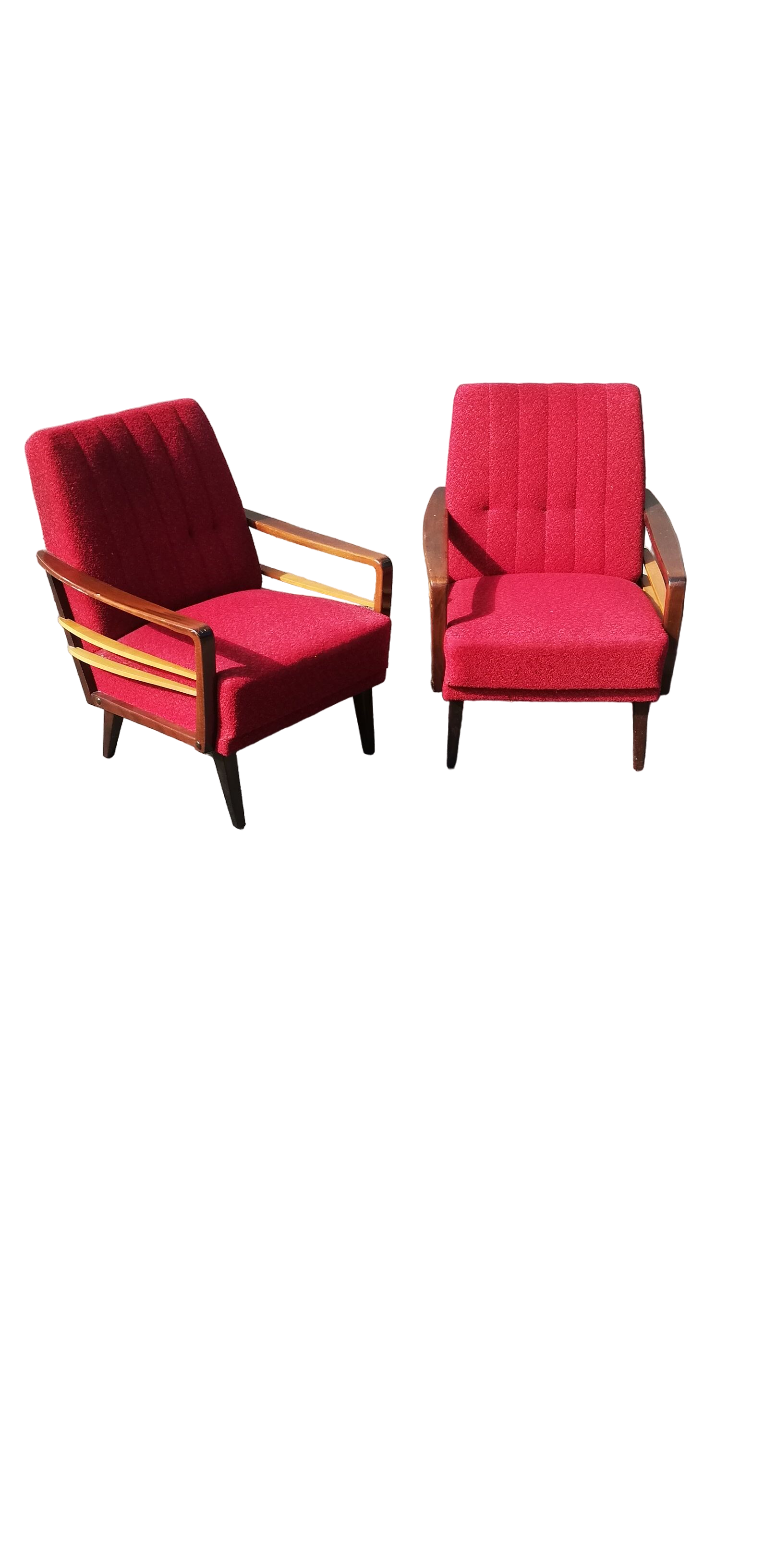 Pair of vintage armchairs red fabric