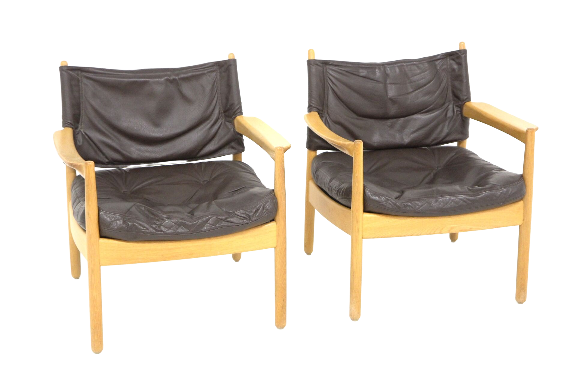 Set of 2 leather armchairs, Sweden, 1960