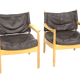 Set of 2 leather armchairs, Sweden, 1960