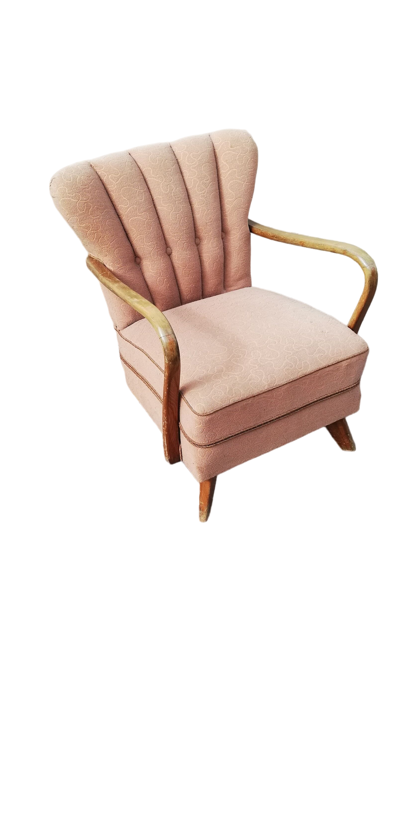 Fauteuil vintage tissu beige