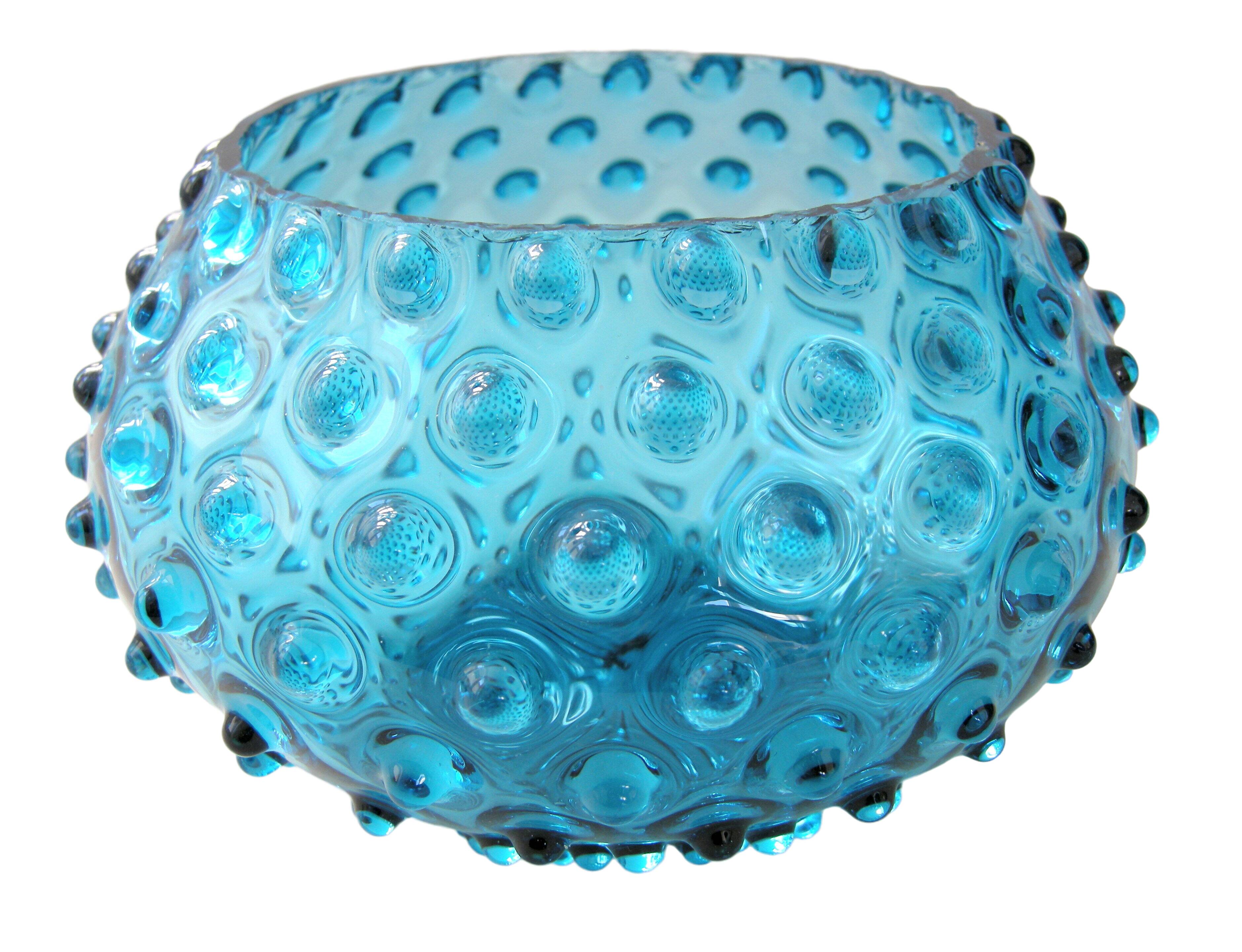 Vintage bubble vase in blue glass