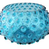 Vintage bubble vase in blue glass