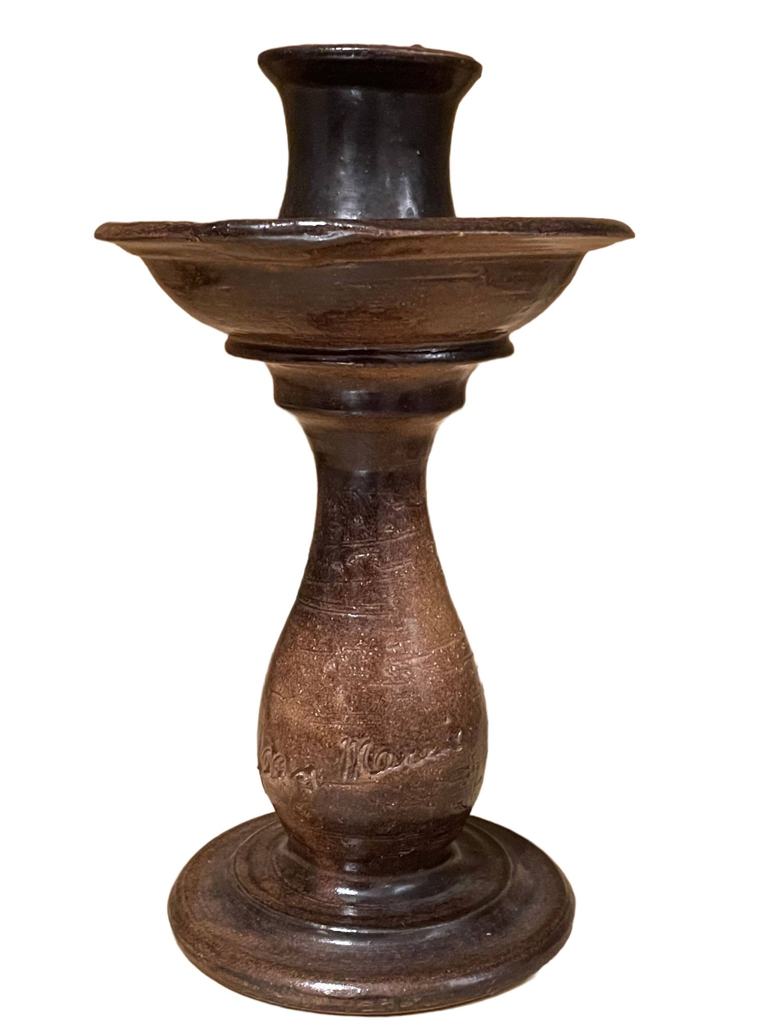 Terracotta candlestick by Jean Marais, Vallauris 1960
